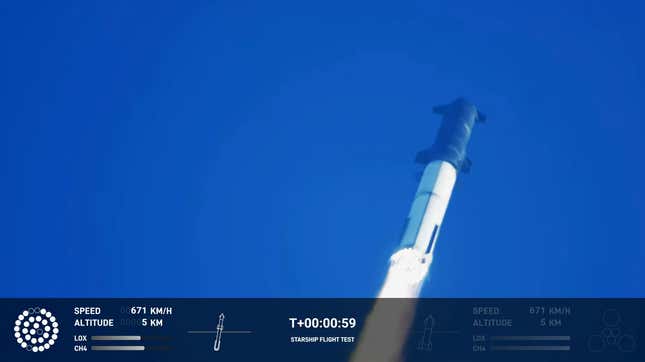Die Rakete nähert sich der Ein-Minuten-Marke der Mission. 